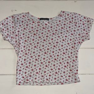 Brandy Melville Red Floral Crop Top